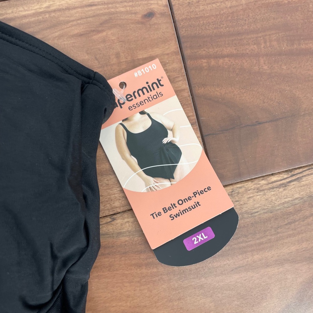 Shapermint Essentials Black Tie Belt One Piece Swimsuit Style 81010 Size 2XL - Picture 3 of 7